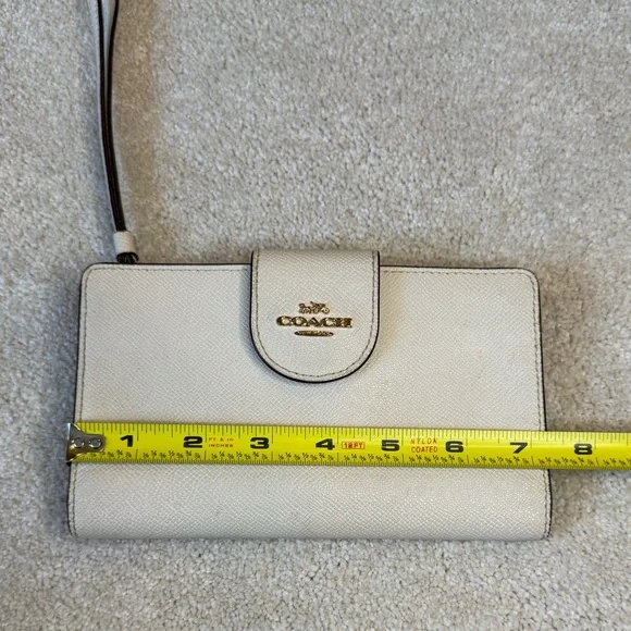 Coach Tech Phone Cream Leather Wallet - Picture 11 of 12